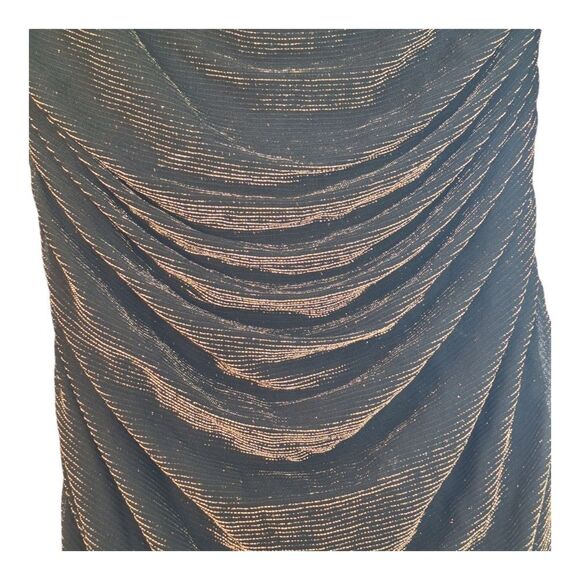 Vintage 80s Lurex Fitted Cocktail Dress Metallic Ruched Bodycon USA Union Made S - Picture 13 of 14